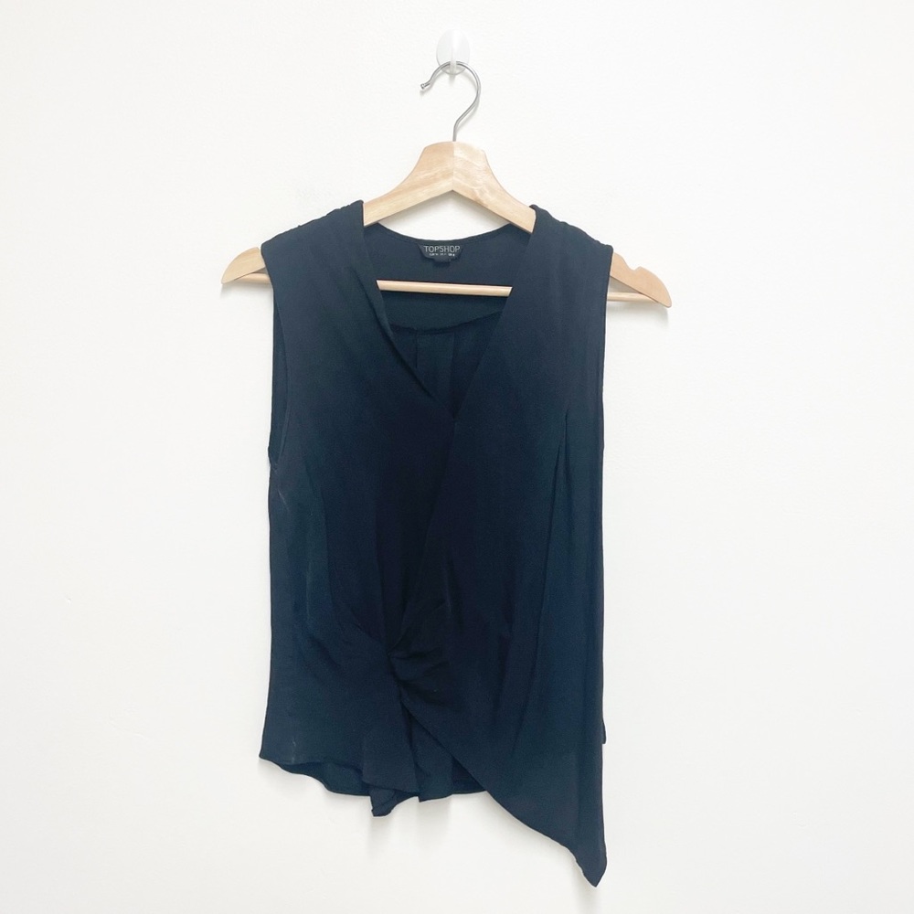 Topshop Black V-Neck Drapped Sleeveless Top